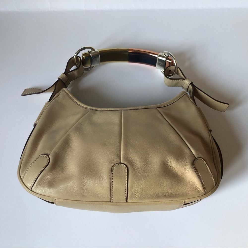 YSL Beige Leather MOMBASA bag 2 Tones Metal Handle